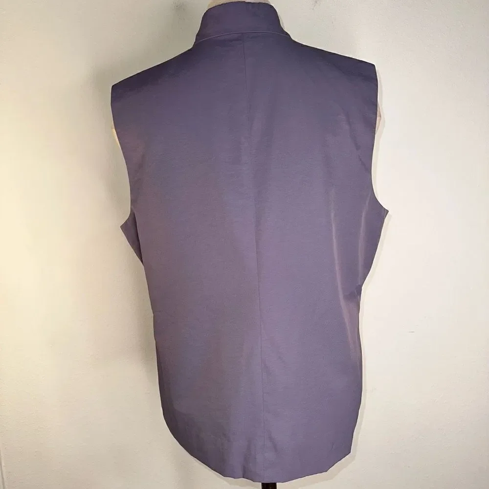 Eileen Fisher Womens Purple Full Zip‎ Vest Medium Cotton Nylon Blend Modern Chic